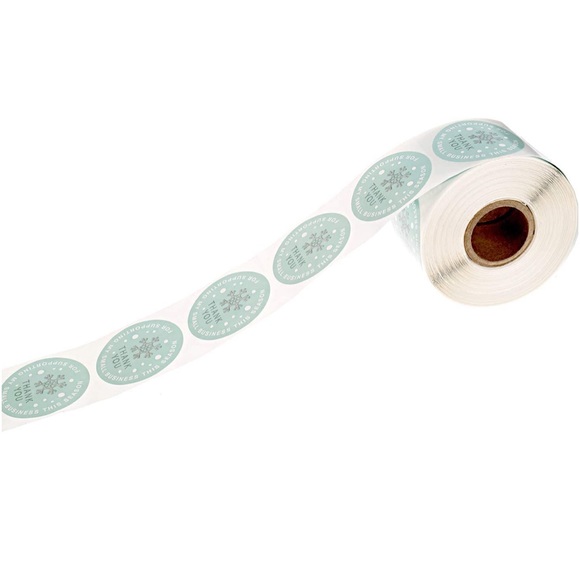 ❄️50 stickers- Mint Snowflake Holiday  Stickers - 1.5  inch - Picture 5 of 6